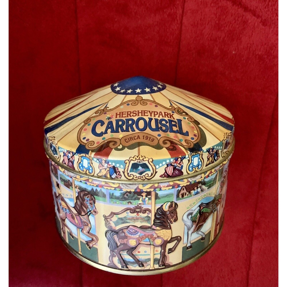 1996 Hershey's Hometown Series Canister #13 Hershey Park Horse Carousel Tin USA